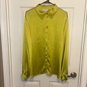 Cupcakes and Cashmere Lime Green Satin Blouse